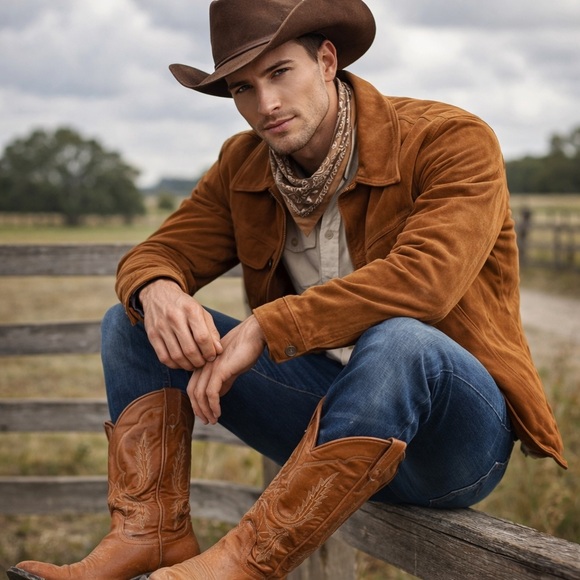 Larry Mahan Other - Vintage 1990’s Larry Mahan’s Brown Leather Cowboy Boots cognac leather